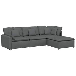 vidaXL Modulsoffa med fotpall och dynor m&ouml;rkgr&aring;