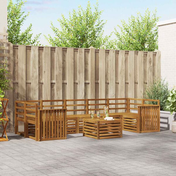 vidaXL Soffgrupper 8 pcs Naturf&auml;rg Massivt Akaciatr&auml;