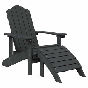 vidaXL Adirondackstol med fotpall HDPE antracit