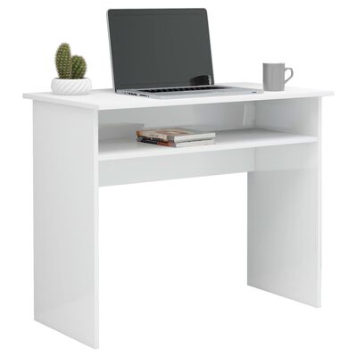 vidaXL Skrivbord vit högglans 90x50x74 cm konstruerat trä