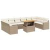 vidaXL Loungegrupp f&ouml;r tr&auml;dg&aring;rden m. dynor 11 delar beige konstrotting