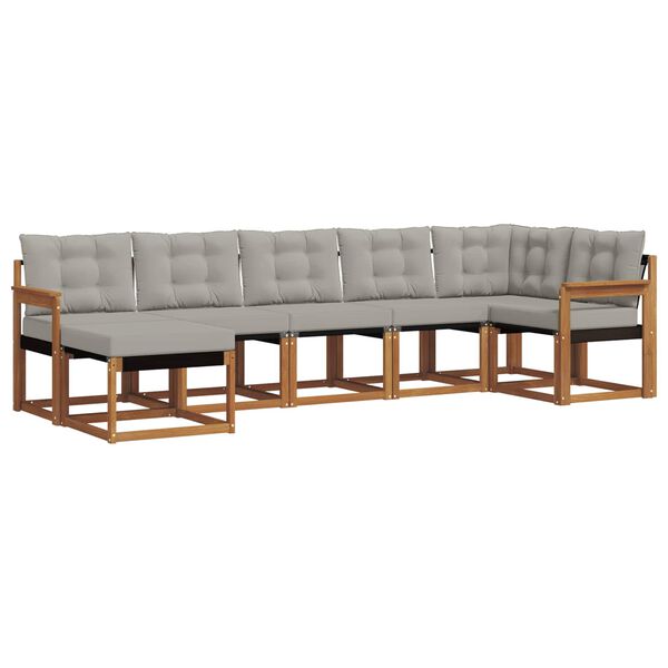 vidaXL Utomhussoffset med kudde 7 pcs Naturlig och Ljus Gr&aring;