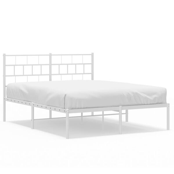 vidaXL S&auml;ngram med huvudgavel metall vit 140x190 cm