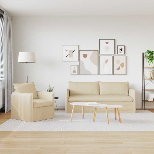 vidaXL Soffa 2 pcs Kr&auml;m 196 x 82 x 85 cm tyg