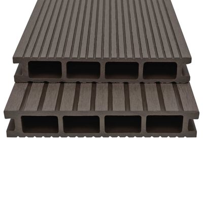 vidaXL WPC ihåliga golvplattor med tillbehör 16 m² 2,2 m mörkbrun