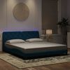 vidaXL Bed Frame with LED without Mattress Blue 180x200 cm Velvet