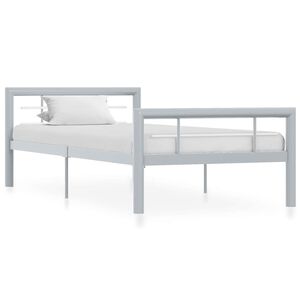 vidaXL S&auml;ngram utan madrass gr&aring; & vit metall 100x200 cm
