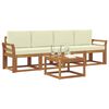 vidaXL Utomhussoffset 5 pcs Naturlig och Gr&auml;dde Massivt Akaciatr&auml;