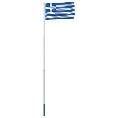 vidaXL Greklands flagga och flaggstång i aluminium 6 m