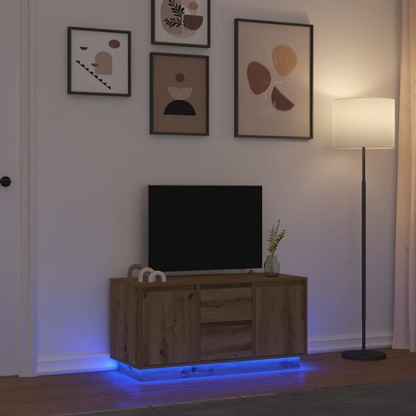 vidaXL TV-b&auml;nk med LED-lampor hantverksm&auml;ssig ek 100x41x50 cm