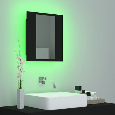 vidaXL Spegelskåp med LED svart 40x12x45 cm akryl