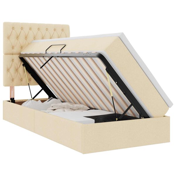 vidaXL F&ouml;rvaringss&auml;ng med LED med madrass Kr&auml;m 90 x 190 cm Polyester