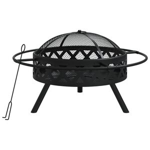 vidaXL Eldstad med eldgaffel 70 cm XXL st&aring;l