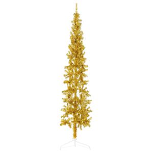 vidaXL Smal halv plastgran med stativ guld 240 cm