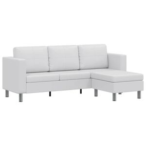 vidaXL Divansoffa 3-sits konstl&auml;der vit
