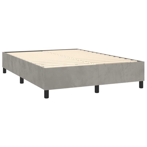 vidaXL Boxspring-s&auml;ngram ljusgr&aring; 140x190 cm sammet
