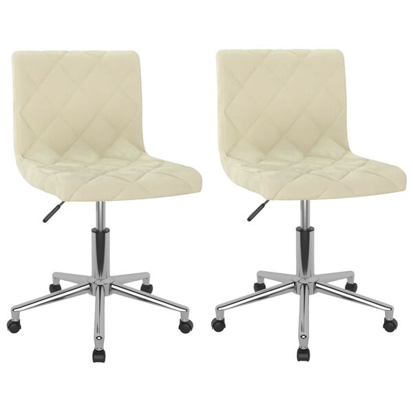 vidaXL Snurrbara matstolar 2 st gr&auml;ddvit sammet