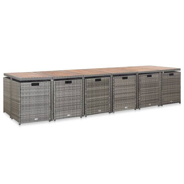 vidaXL Matgrupp f&ouml;r tr&auml;dg&aring;rden med dynor 17 delar konstrotting gr&aring;