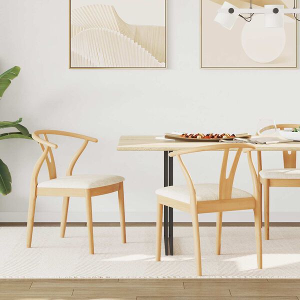 vidaXL Matstol 2 pcs Naturlig och ljus Massiv Gummitr&auml;