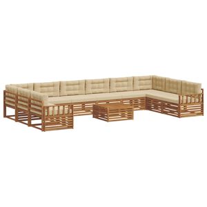 vidaXL Soffgrupper 11 pcs Naturlig och Beige Massivt Akaciatr&auml;