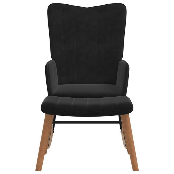 vidaXL Gungstol med fotpall Svart sammet