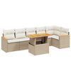 vidaXL Matgrupp f&ouml;r tr&auml;dg&aring;rden med dynor 7 delar beige konstrotting