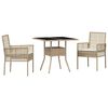 vidaXL Tr&auml;dg&aring;rdsm&ouml;belset 3 st Beige konstrotting