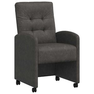 vidaXL Matstolar med hjul 2 st Konstl&auml;der Svart 58 x 67 x 97 cm
