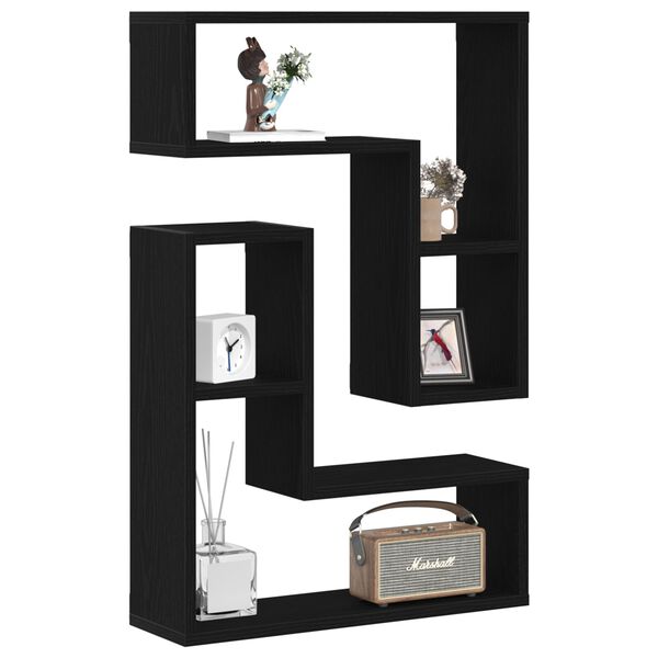 vidaXL Vägg hyllor 2 pcs Svart ek 50 x 15 x 85 cm Konstruerat trä