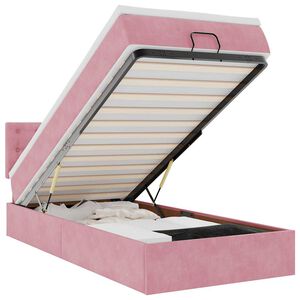 vidaXL Ottoman s&auml;ngram med madrass rosa 90x190 cm sammet