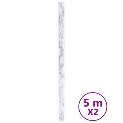 vidaXL Möbeldekaler självhäftande vit marmor 90x500 cm PVC