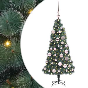 vidaXL Konstgjord F&ouml;rbelyst Julgran med Kula Set Gr&ouml;n 120 cm PET