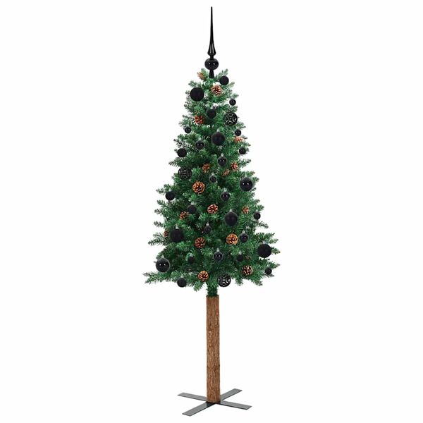 vidaXL Smal julgran med 150 LED-lampor Gr&ouml;n 150 cm PVC och solid furu