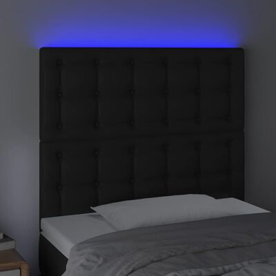 vidaXL Sänggavel LED svart 100x5x118/128 cm konstläder