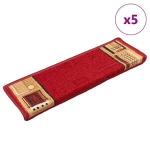 vidaXL Trappstegsmattor sj&auml;lvh&auml;ftande 5 st 65x21x4 cm r&ouml;d