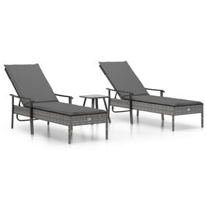 vidaXL Sols&auml;ngar 2 st med bord och dynor konstrotting gr&aring;