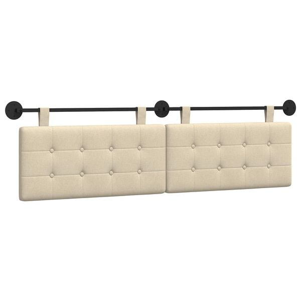 vidaXL H&auml;ngande Huvudgavel V&auml;ggmonterad Kr&auml;m 190 x 55 x 5 cm tyg