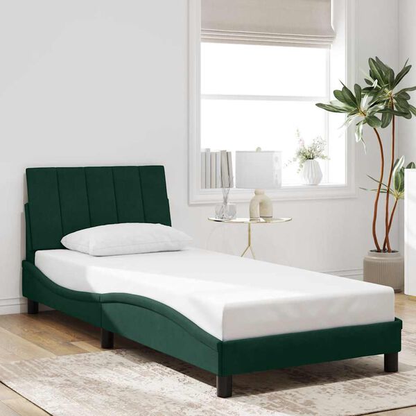 vidaXL Bed Frame without Mattress "Hanko" Dark Green 90x200 cm Velvet