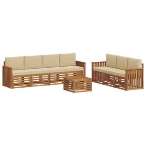vidaXL Soffgrupper 8 pcs Naturlig och Beige Massivt Akaciatr&auml;