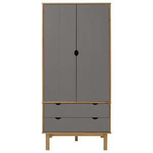 vidaXL Garderob OTTA brun&gr&aring; 76,5x53x172 cm massiv furu