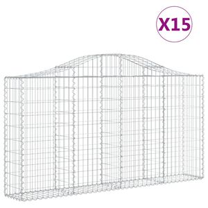 vidaXL Gabioner b&aring;gformade 15 st 200x30x100/120 cm galvaniserat j&auml;rn