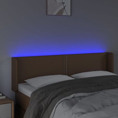 vidaXL Sänggavel LED brun 147x16x78/88 cm konstläder