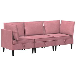 vidaXL M&ouml;belset f&ouml;r vardagsrummet 3 st Rosa Sammet