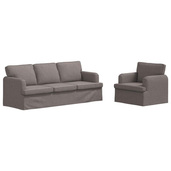 vidaXL Soffa 2 pcs Taupe 144 x 80 x 85 cm tyg