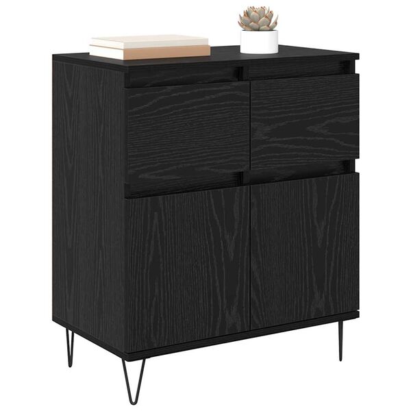 vidaXL Sideboard Svart Ek 60 x 35 x 70 cm Konstruerat tr&auml; och j&auml;rn