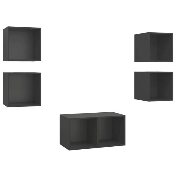 vidaXL TV-sk&aring;p 5 delar gr&aring; konstruerat tr&auml;