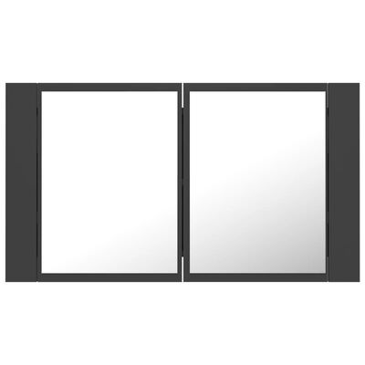 vidaXL Spegelskåp med LED grå 80x12x45 cm akryl