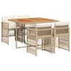 vidaXL Matgrupp f&ouml;r tr&auml;dg&aring;rden med dynor 5 delar beige konstrotting