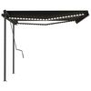 vidaXL Automatisk markis med vindsensor & LED 4x3,5 m antracit