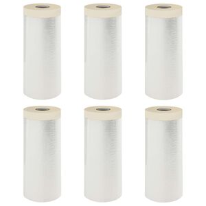 vidaXL Dammskydd med klistertape 6 st Transparent 110 x 3300 cm HDPE